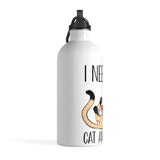 Cat and Coffee Fascination Water Bottle