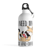 Cat and Coffee Fascination Water Bottle