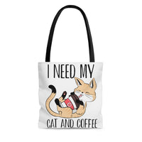 Cat and Coffee Fascination Tote Bag