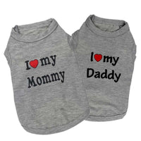 I Love My Mommy/ I Love My Daddy Cat Clothes